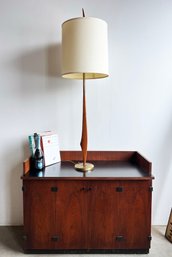 HUGE 54' Mid Century Modern Sculpted Walnut Table Lamp