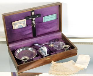 Antique 1920's/30's Catholic Last Rites Travel Box With Contents