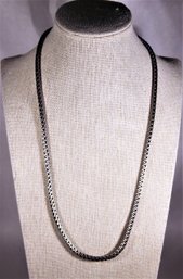 Signed 20' Long Silver Tone Matte Finish Wide Chain Necklace