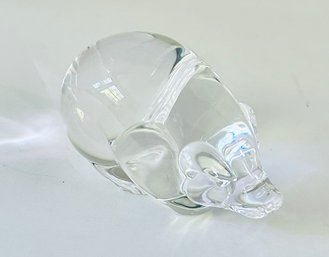 Steuben Crystal Art Glass Pig Paperweight Figurine Signed