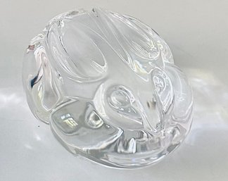 Steuben Crystal Art Glass Crouching Bunny Rabbit With Feet Paperweight Figurine Signed