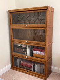 Leaded Glass Four Stack Mission Style Barrister Bookcase