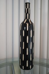 Vintage 18 Inch Black And Cream Ceramic Bottle