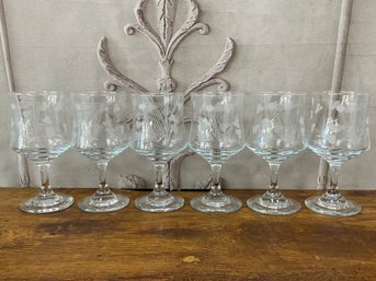 Vintage Duiske Irish Whiskey Glasses With Etched Shamrocks & Harps Set/6