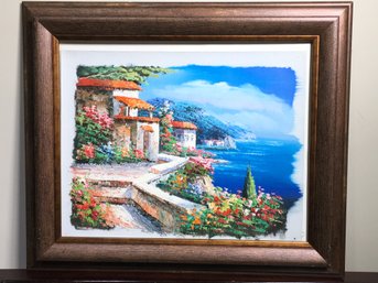 Lovely Bright And Cheerful Painting Oil On Canvas Board - Looks Like Some Kind Of Mediterranean Scene