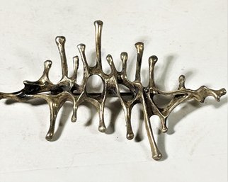 Mid Century Modern Sterling Silver Brooch Abstract