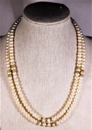 Genuine Cultured Pearl Double Strand Necklace 16' Long