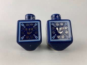 Cobalt Colored Dreidel Salt & Pepper Shaker Set