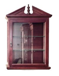 Vintage Wall Mounted Curio Display Cabinet With Glass Or Panel Shelves And Hooks