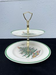 Vintage Spode Christmas Tree Two Tier Plate
