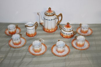 Gold Trim Gilded Six Serving Tea Set Made In Germany