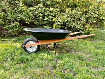 Black Poly Residential Wheelbarrow With Wood Handles