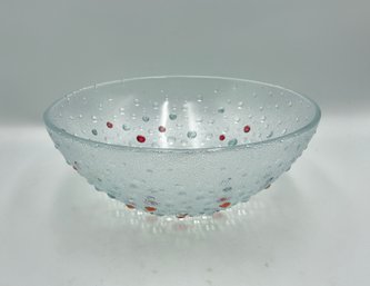 Vintage Dansk Confetti/Bubble Textured Glass Serving Bowl Made In Poland