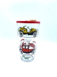 Vintage Hazel Atlas Cars Cocktail Shaker Glass W/ Lid