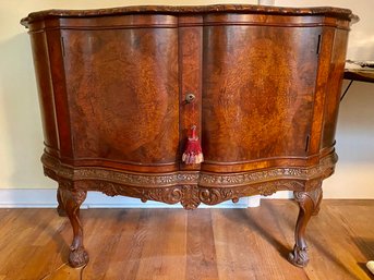 Vintage Burl Wood Louis XV Style Console Server