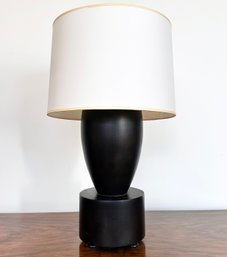 A Modern Carved Wood Accent Lamp