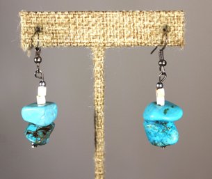 Genuine Turquoise Beaded Pieced Earrings