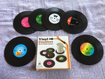 Set Of 6 New Vintage Vinyl Records Drink Coasters