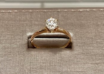 Old Mine Cut Diamond In 14K Solitaire Setting