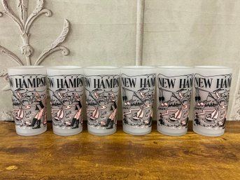 Vintage New Hampshire Frosted Tumblers Glasses Set/6