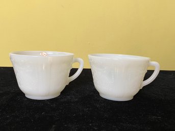 Vintage American Sweetheart Monax White Opalescent Depression Glass Cups