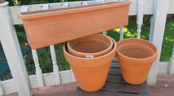 4 Piece Terracotta Planters & Plastic Window Box