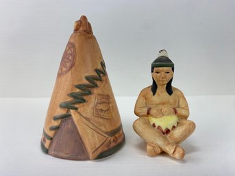 Tee Pee And Native American Salt & Pepper Shaker Set