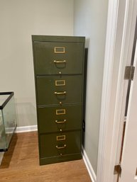 Shaw Walker Mid Century File Cabinet With Original Brass Hardware