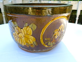 Glazed Pottery Floral Planter Vase