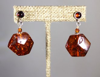 Vintage Amber Pierced Earrings