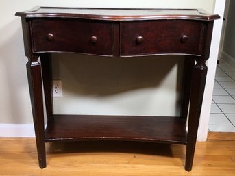 Very Nice Nice Two Drawer Side Table - Serpentine Front - Mahogany Finish - Nice Looking Side Table !