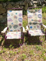 Shell Patterned Folding Chairs