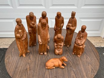 Carved Wood Manger Set