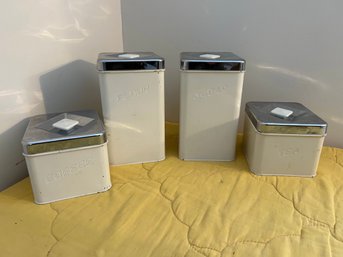 CLASSIC 1950s White/chrome Kitchen Canisters