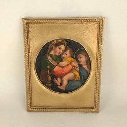 Round Painting Of Madonna And Child