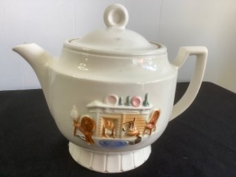 Fireplace Decorated Pottery Tea Pot