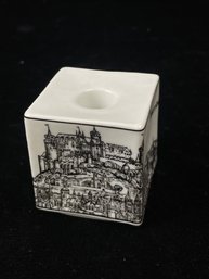 German Walled Town Candle Sticks Ceramic Taper Holder