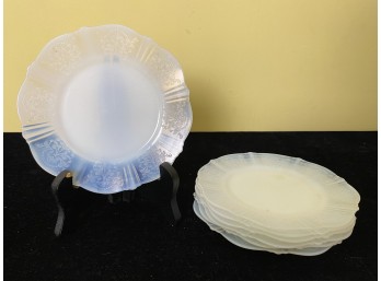Vintage American Sweetheart Monax White Opalescent Depression Glass Plates