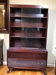 Vintage 1940s China Cabinet By RWAY - Needs Refinishing Or Repainting - Sliding Glass Doors - POTENTIAL !