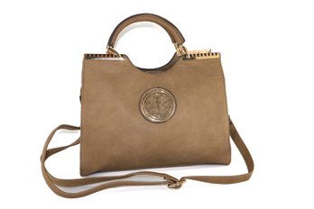 Tan Handbag With Gold Hardware