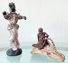 A Pair Of African Carvings, Signed P. Holmes