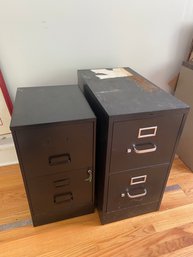 2 Black Metal Filing Cabinets