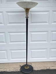 Vintage Mid Century Floor Lamp With Glass Shade