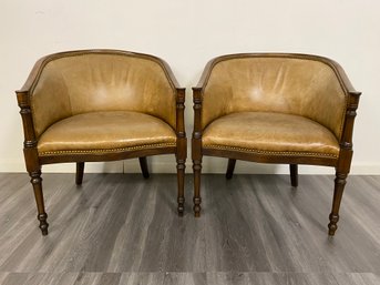 Pair Of Victorian Era Leather Tub Chairs