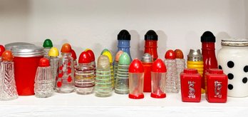 Vintage Salt And Pepper Shakers, Glass And Plastic - A