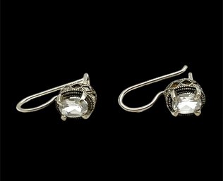 Vintage Sterling Silver Clear Stone Earrings