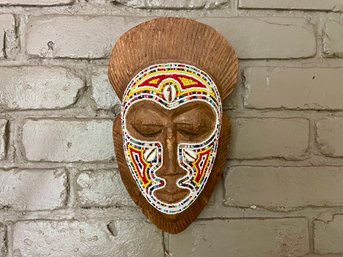 Vintage African Wood & Bead Tribal Mask (Mask # 9)