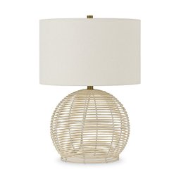 A Natural Round Form Rattan Table Lamp