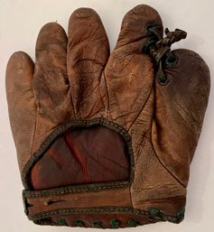 Antique Vintage - Reach Baseball Mitt - Leather Split Finger - Fielders Glove - Babe Ruth Liked This Brand
