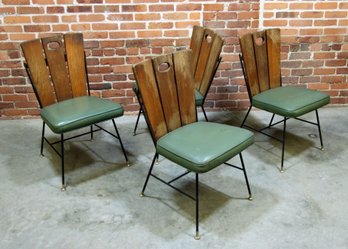 Set Of 4 Vintage Paul McCobb Style Wood Slat Dining Chairs - As-Is